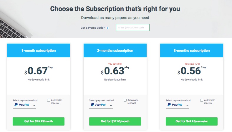 studentshare.org prices